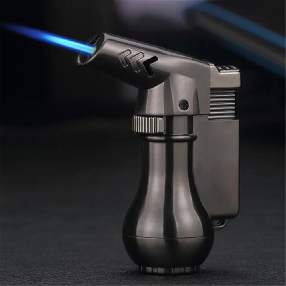 Ветрозащитная зажигалка с синим пламенем металлическая зажигалка-Бутан газовая