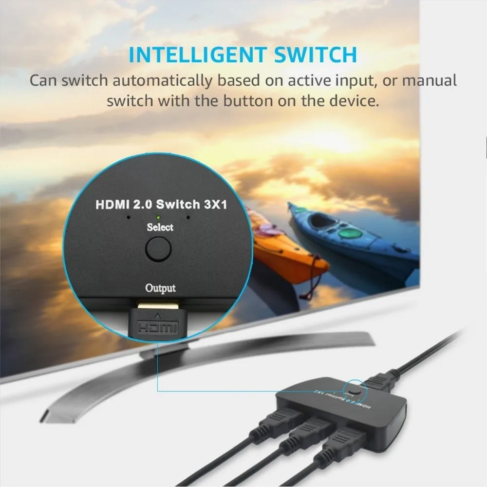 HDMI 2 0 переключатель 3X1 18 Гбит/с 3 порта селектор 4K x 2K коробка с высоким разрешением