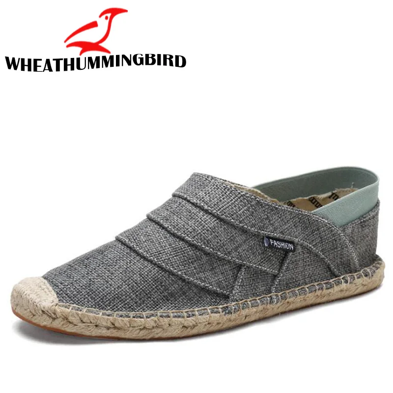 Туфли мужские холщовые дышащие лоферы плоская подошва для вождения удобные