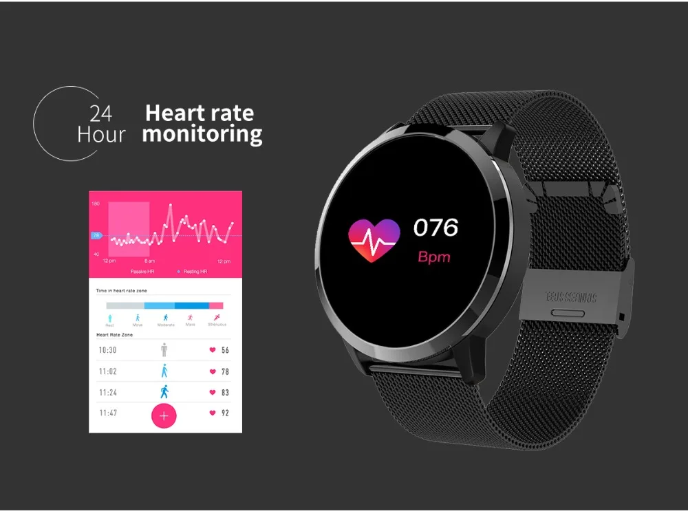 Смартчасы RUNDOING Q8 OLED дисплей умные часы женские фитнес трекер датчик сердцебиения кровяное давление мужские часы