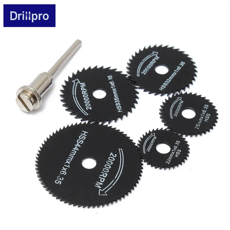 Drillpro 6 шт. HSS Циркулярный пильный диск для резки древесины высокоскоростные стальные деревообрабатывающие режущие диски для Dremel роторный набор инструментов