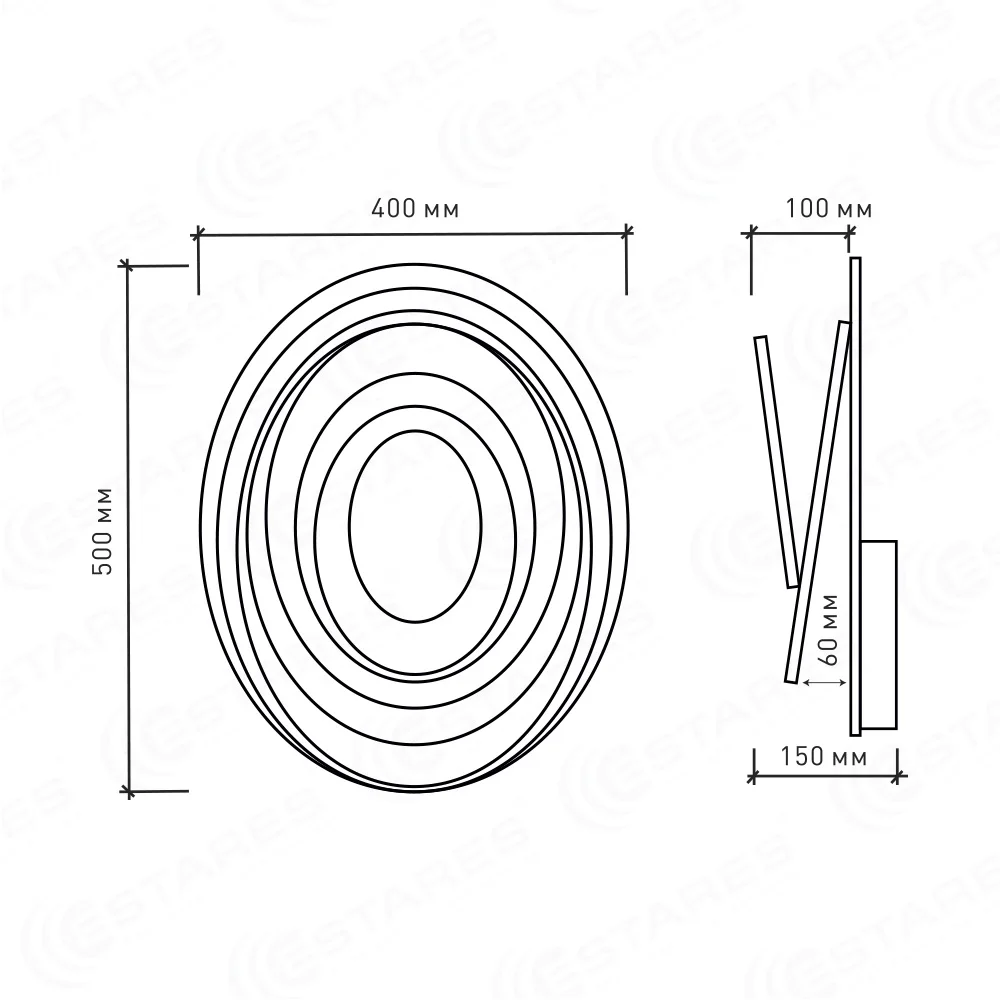 ESTARES Controlled LED Lamp Ceiling Light GEOMATRIA Spiral double 60W OV-500-white-220-ip44 | Освещение