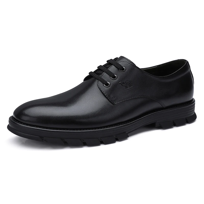 A832148720Black CAMEL/Мужская обувь; Повседневная обувь в деловом стиле; Модные Винтажные мужские туфли из натуральной кожи в стиле ретро на шнуровке с деревянным лицевым покрытием - Цвет: A832148720Black
