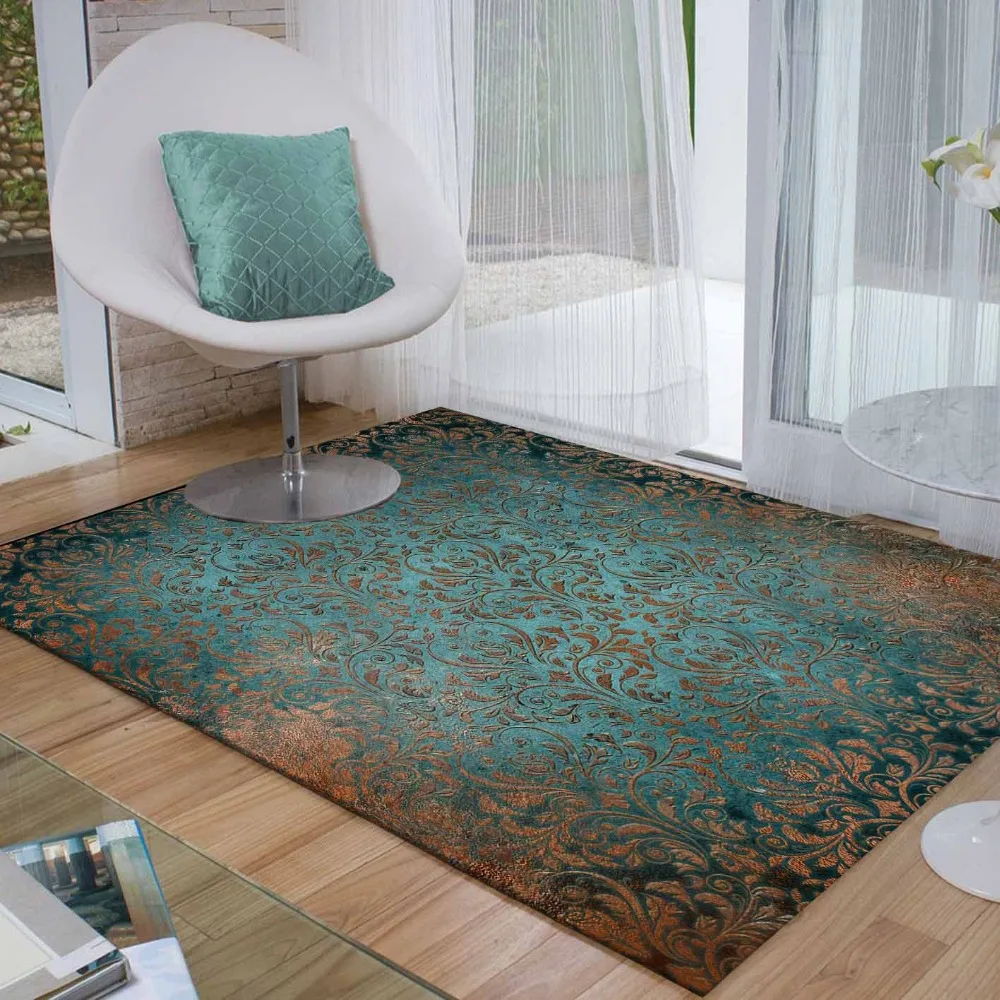 

Else Green Brown Turkish Floral Vintage Flowers 3d Print Non Slip Microfiber Living Room Decorative Modern Washable Area Rug Mat