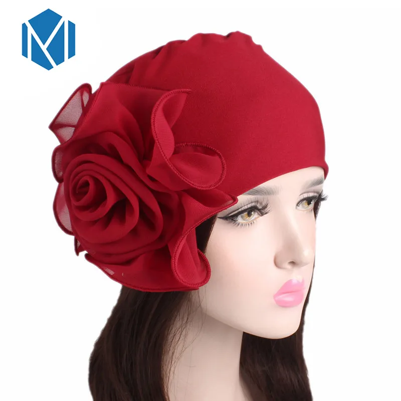 MISM большой цветок шифон хиджаб бандана женская шапка Африканский тюрбан Бохо