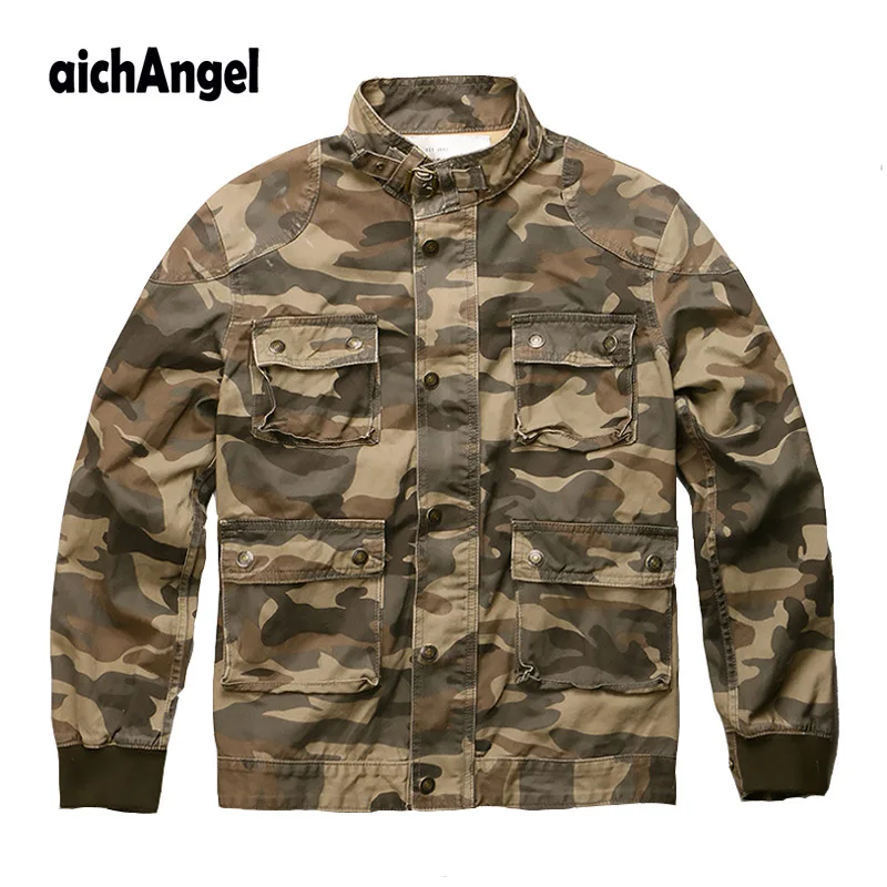 Mens Camouflage Cargo Jackets With Pockets Military Style Camo Tactical Jacket Outerwear For Man Workwear Clothing | Мужская одежда