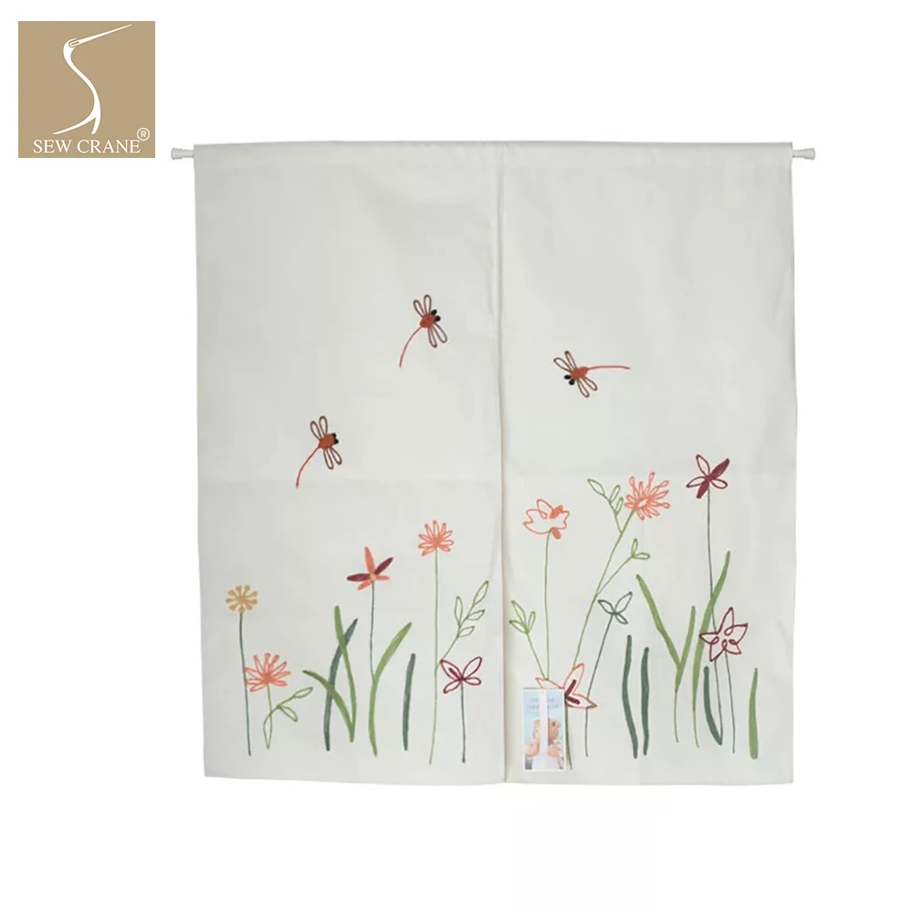 Цветочный вышитый дизайн стрекоза абстрактный лоза цветы милый дом льняные ноэн
