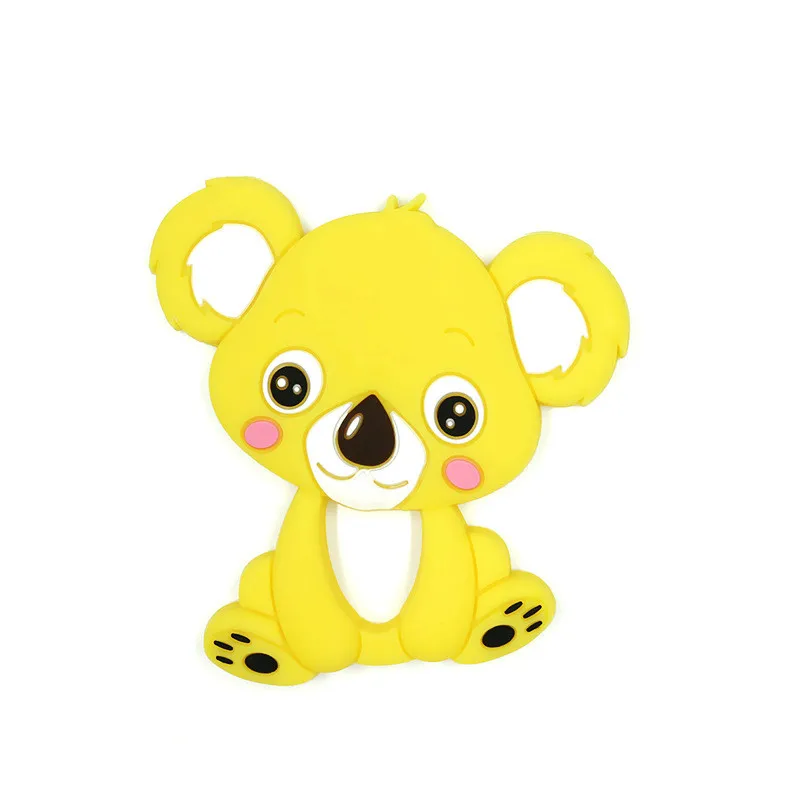 koala-yellow Силиконовые Прорезыватели, сделай сам, животное, коала, детское кольцо, прорезыватель, BPA FreeInfant, Сова, коала, бусины, сделай сам, цепочка для детей, прорезыватель, подарок, игрушки для малышей - Цвет: koala-yellow