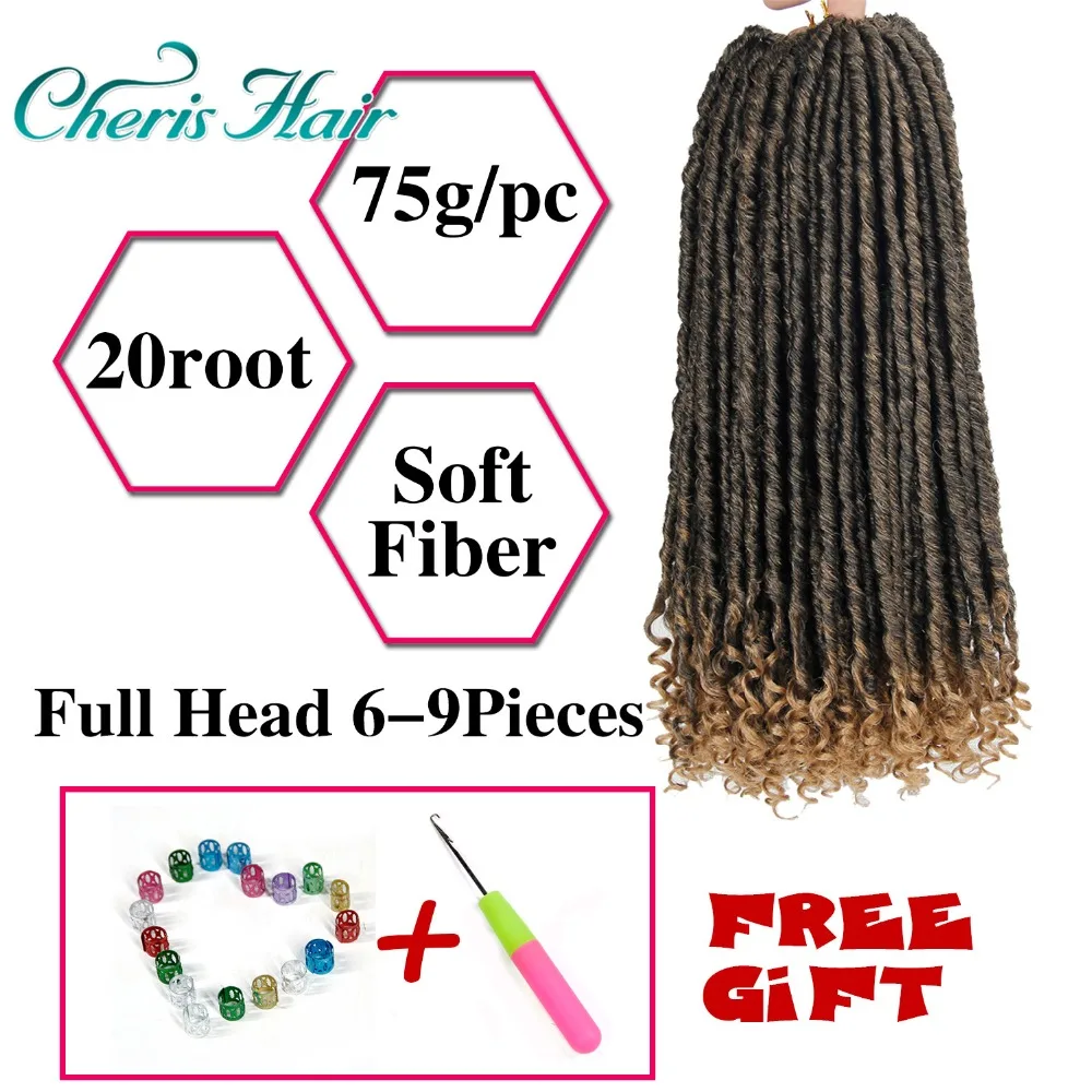 Накладные волосы Goddess Faux Locs вязаные крючком завитые 18 дюймов мягкие