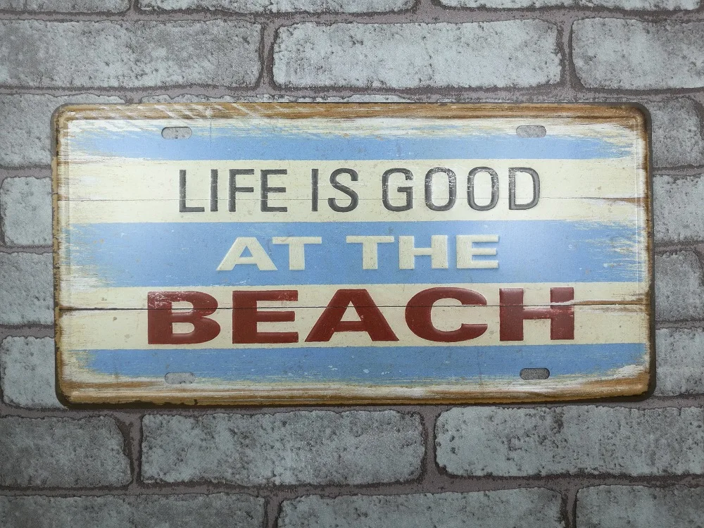 Оловянная табличка с надписью Life is good at the beach мужская пещера цвет интерьера кофе