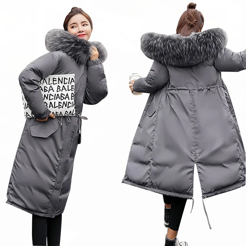 2019 большой меховой пуховик зимний женский новый модный Свободный с капюшоном