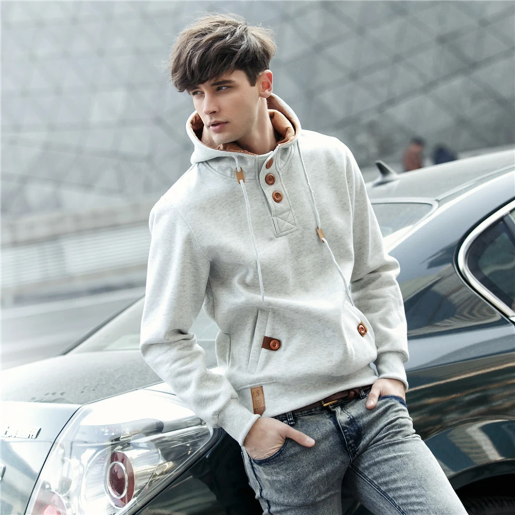 Модные Для мужчин с длинным рукавом Толстовки Slim Fit Повседневное теплый