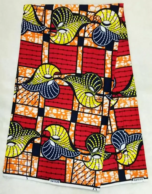 Red&ampyellow african wax fabric 40*40 Density 100% cotton 6yards/pcs for art quilts (Nov-2-2017) |