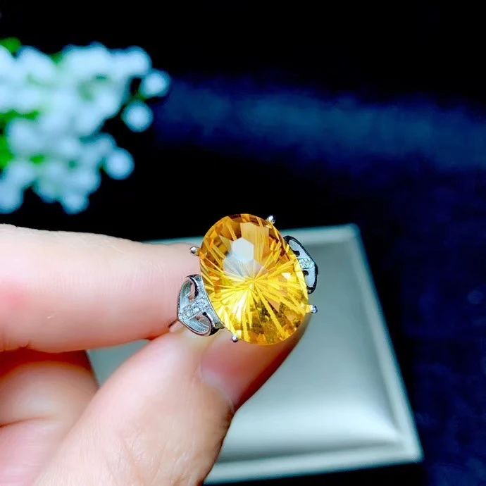 KJJEAXCMY boutique jewelry 925 sterling silver inlaid citrine gemstone female ring | Украшения и аксессуары