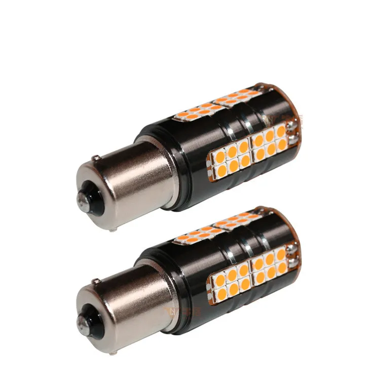 2 шт. Car 7440 светодио дный без Hyper флэш Желтый янтарь 60 SMD 3030 T20 W21W 1156 7507 BAU15S лампы для