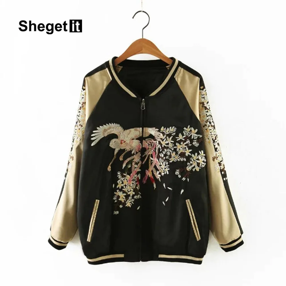 Shegetit Зима Обратимы Куртки Пальто Женщин Старинные Вышивки Случайные Бренд