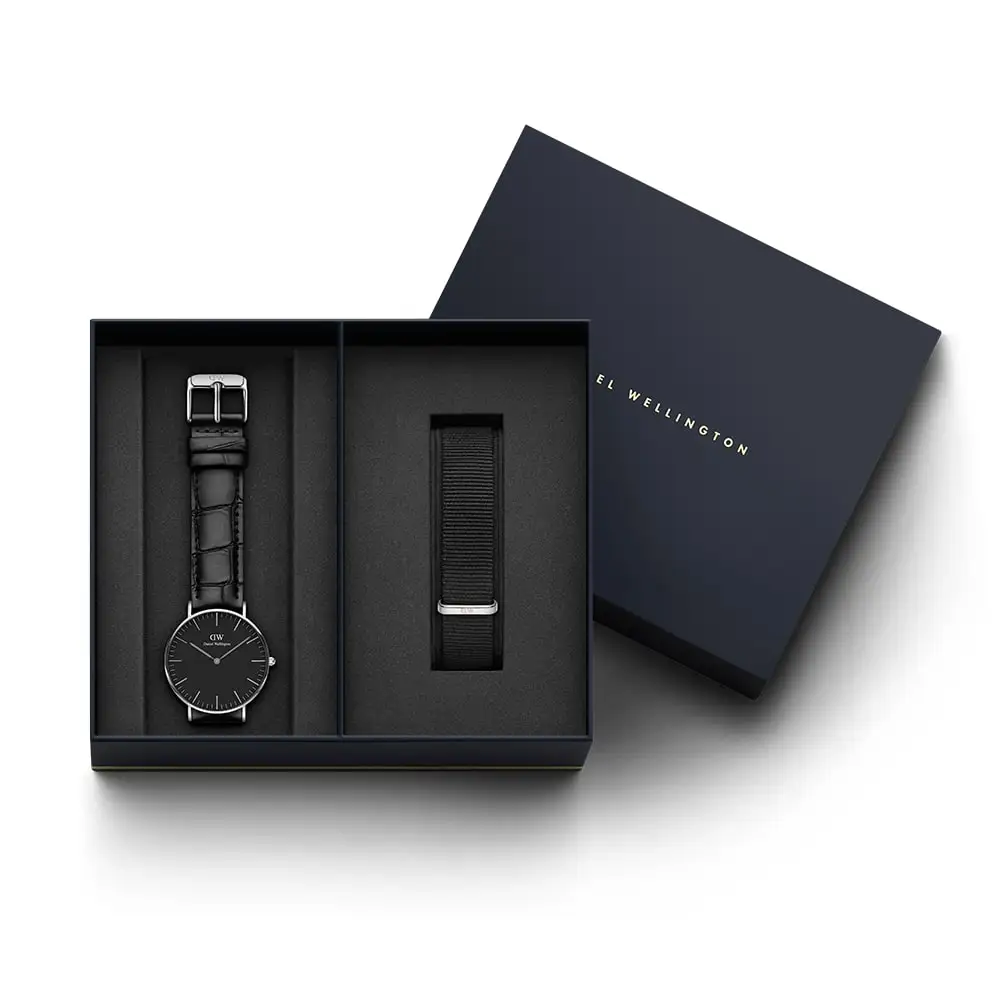 Наручные часы Daniel Wellington Classic Reading 36 мм S Black + часовой ремешок Cornwall для часов |