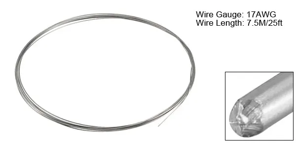 Uxcell 1 шт. нагревательный резистор провода 15AWG 17AWG 18AWG 19AWG 20AWG 21AWG нихромовое сопротивление провода для нагревательных элементов Серебряный тон