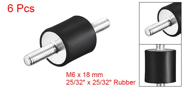 UXCELL 6 шт. резиновые крепления M6 мужской женский вибрационные изоляторы крепление амортизатор D20xH15mm 20x20/30 мм с M6 x 18 мм шпильки