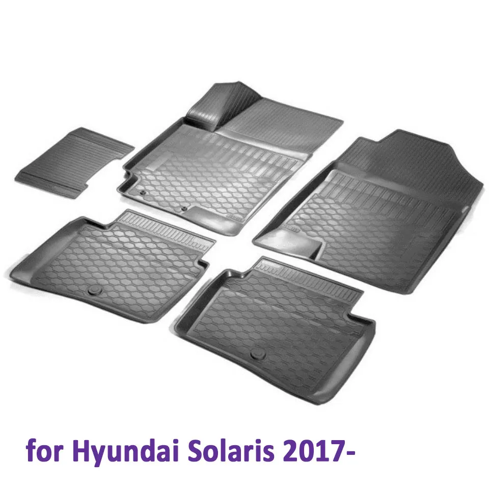 Для Hyundai Solaris II 2017-2019 Коврики 3D в салон 5 шт./компл. полиуретан Rival 12305007 | Автомобили и
