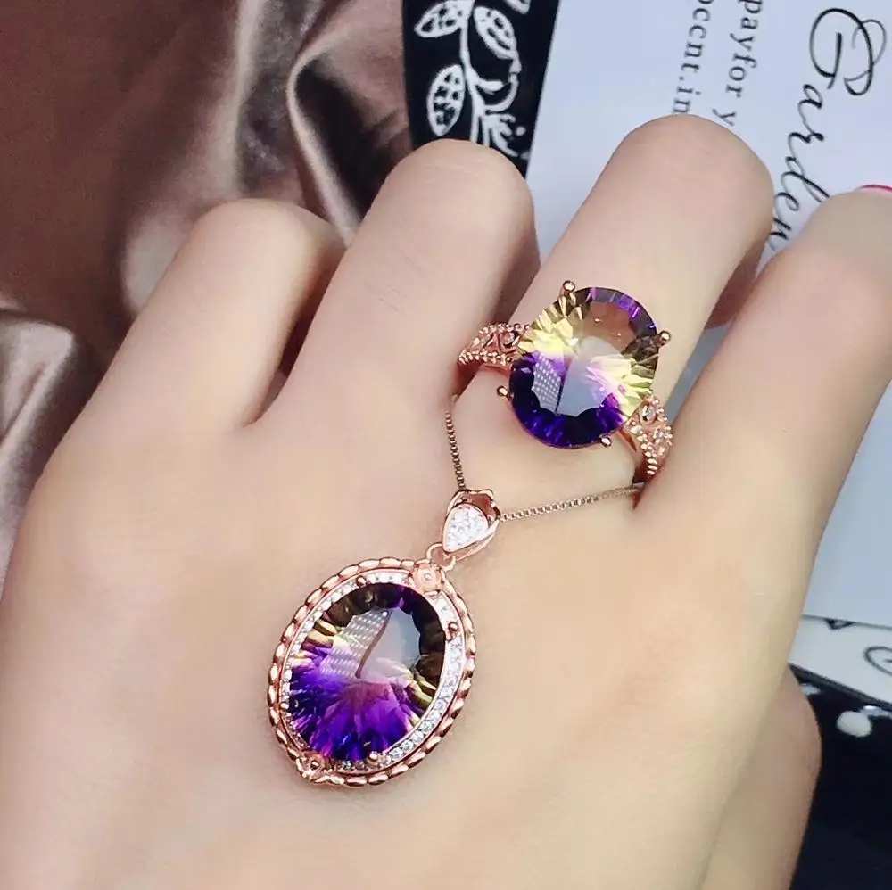 Кольцо женское из серебра 925 пробы с подвеской и аметистом | Украшения аксессуары