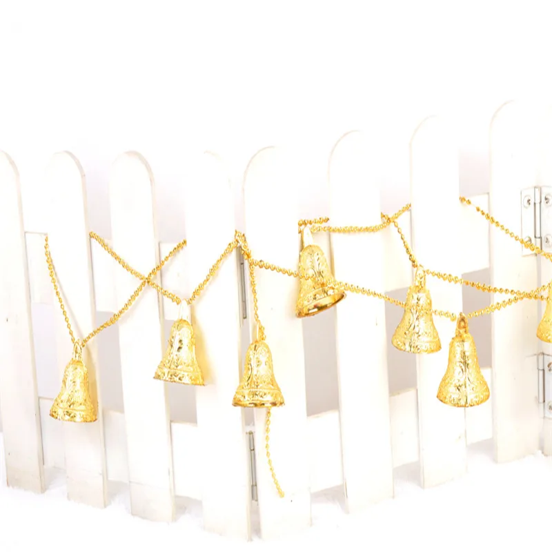 

4Pcs/Lot 1.8M Golden Christmas Tree Hanging Bells Jingle Pendant Party Decoration Xmas Scene Arrangement Ornaments
