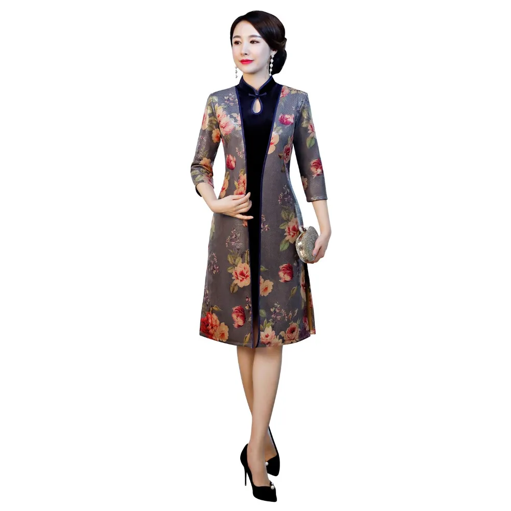 Shanghai Story Китайский традиционный комплект одежды замшевая ткань Qipao восточное