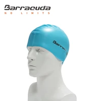 barracuda swimming caps hair protection waterproof durable silicone comfortable for men women light blue