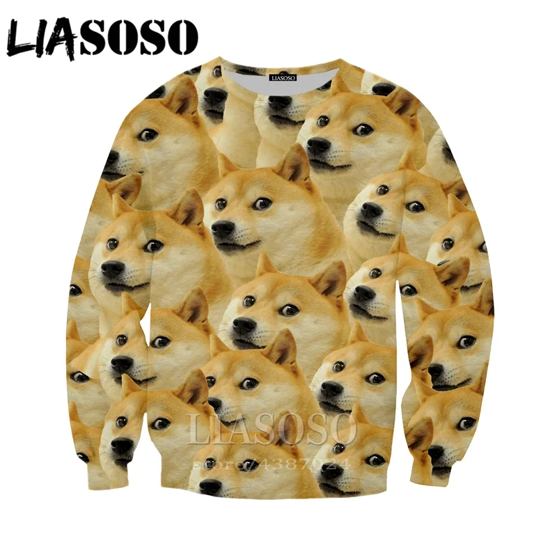LIASOSO для мужчин и женщин 3d принт DJ Homme футболка cool doge хип-хоп топы животные Собаки