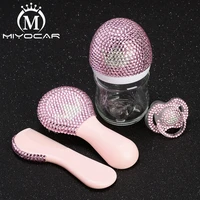 miyocar beautiful set of safe prince princess baby combbling pink pacifier bling baby glass bottle ideal gift for baby shower