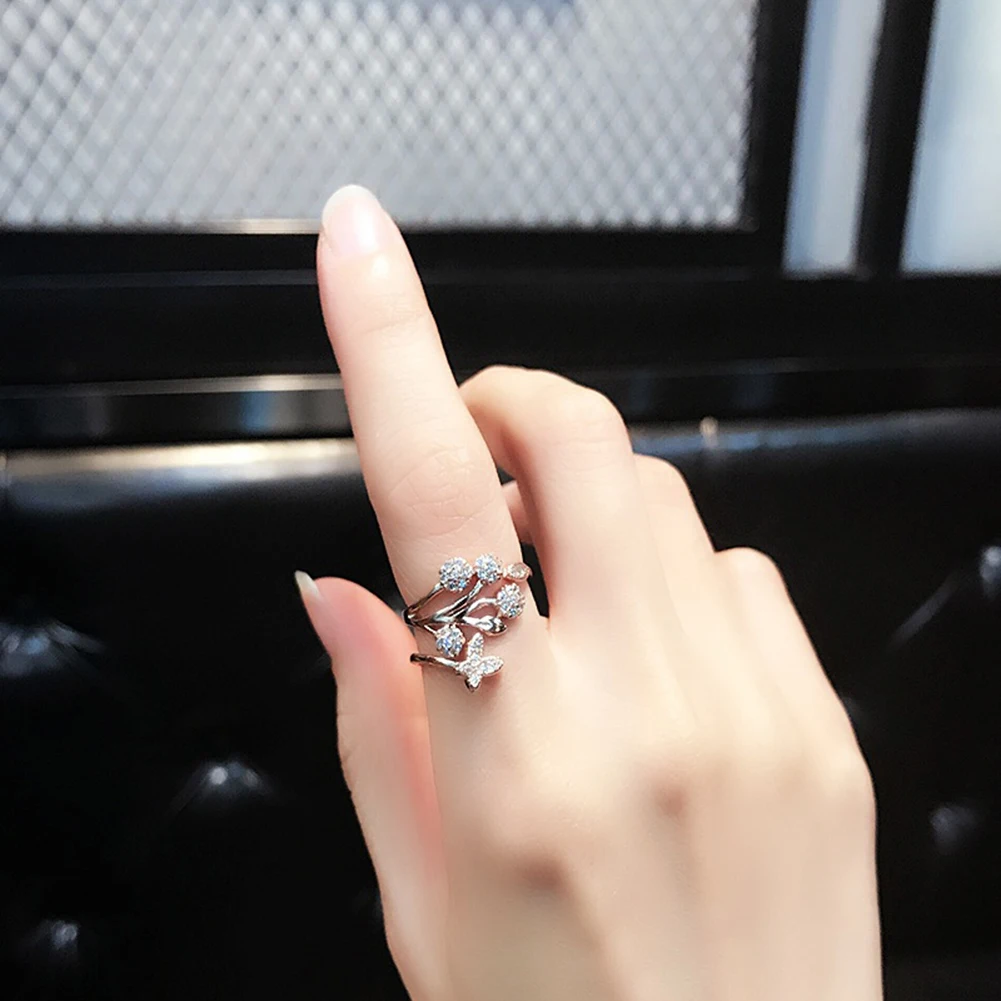 Silver Lovely Jewelry Butterfly Design Engagement Ring for Women Girls Lady | Украшения и аксессуары