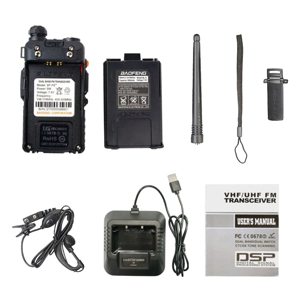 Baofeng F8 + два пути Walkie Talkie BF-F8 УКВ Портативный Dual Band CB радио FM трансивер бесплатная