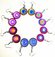 jiangzimei 24pairslot mandala bandan flowers paisley glass earrings earring ear pendants dangler for girls women