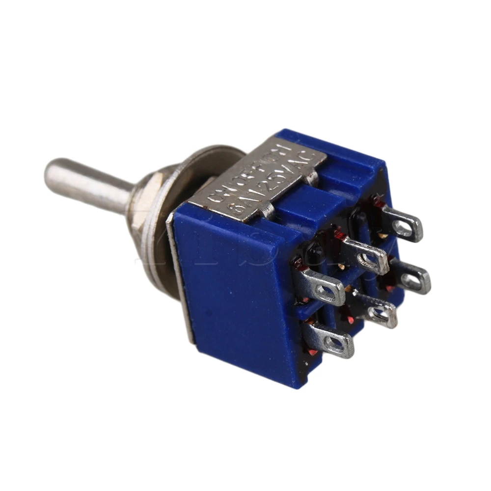 Yibuy 20 шт синий 3 полосный AC 125V 6A двухполюсный DPDT ВКЛ/ВЫКЛ/вкл Тип 3P тумблер|Детали и