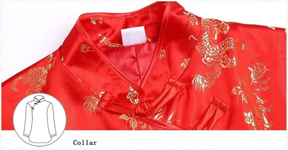 Шанхай история дракон феникс вышивка воротник Мандарин китайская Кнопка красный