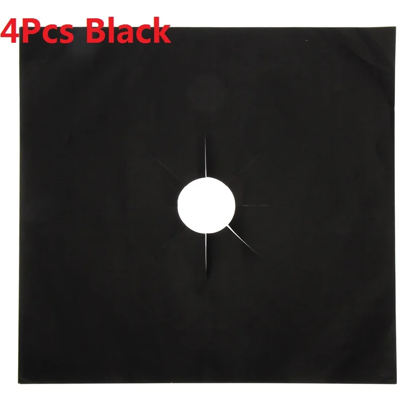 4PC Black 1/2/4 шт антипригарный нож плита защитная крышка вкладыш Алюминий Фольга плита крышка Накладка Кухня Пособия по кулинарии аксессуары - Color: 4PC Black
