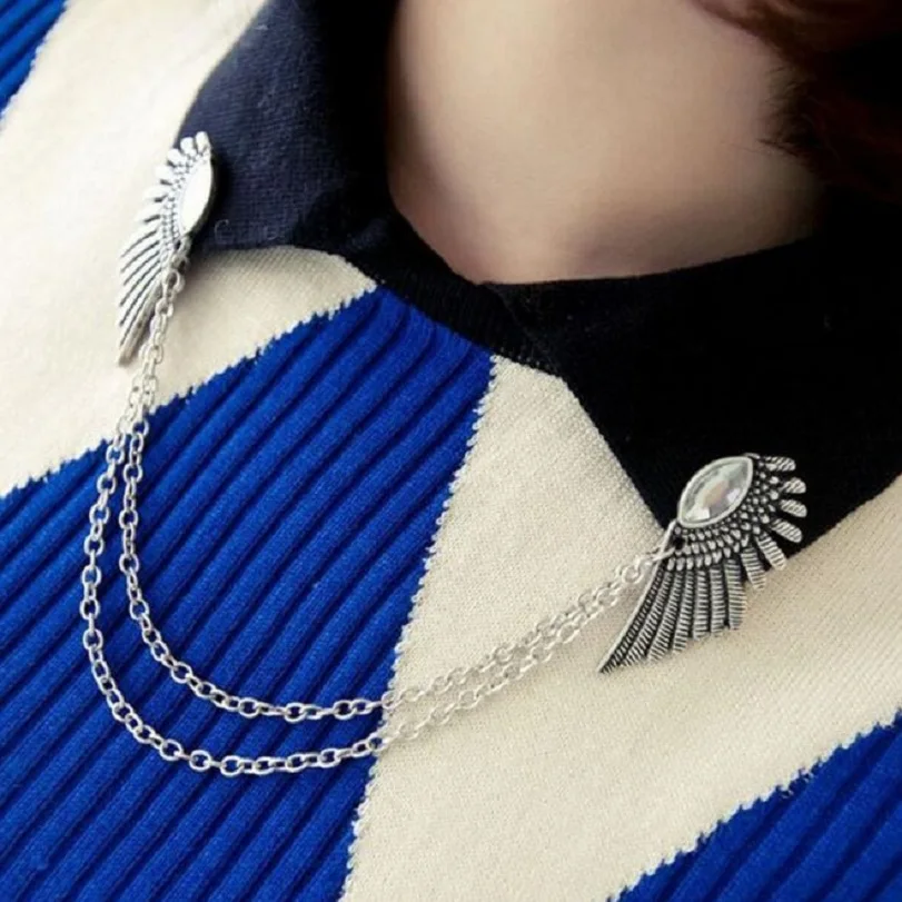 Лидер продаж ретро Хрустальная брошь Крылья ангела булавка для воротника