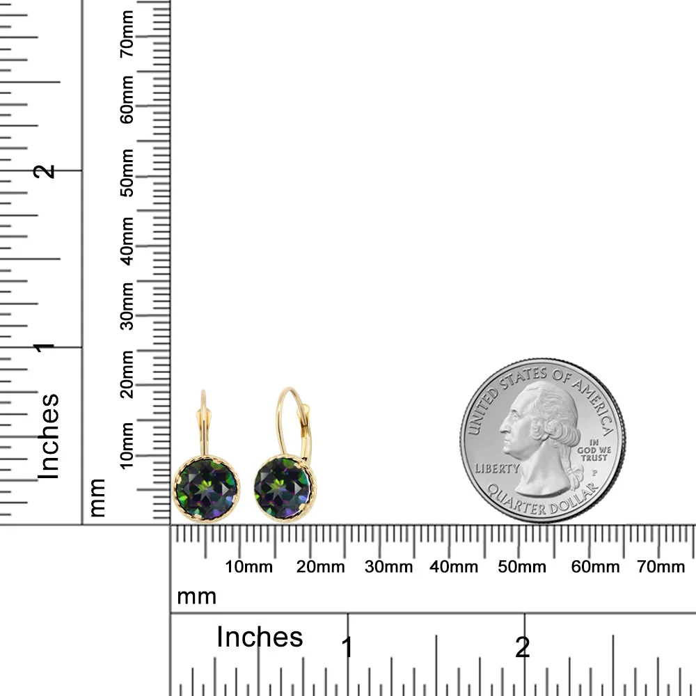 4.00 Ct Round Green Mystic Topaz 14K Yellow Gold Earrings | Украшения и аксессуары