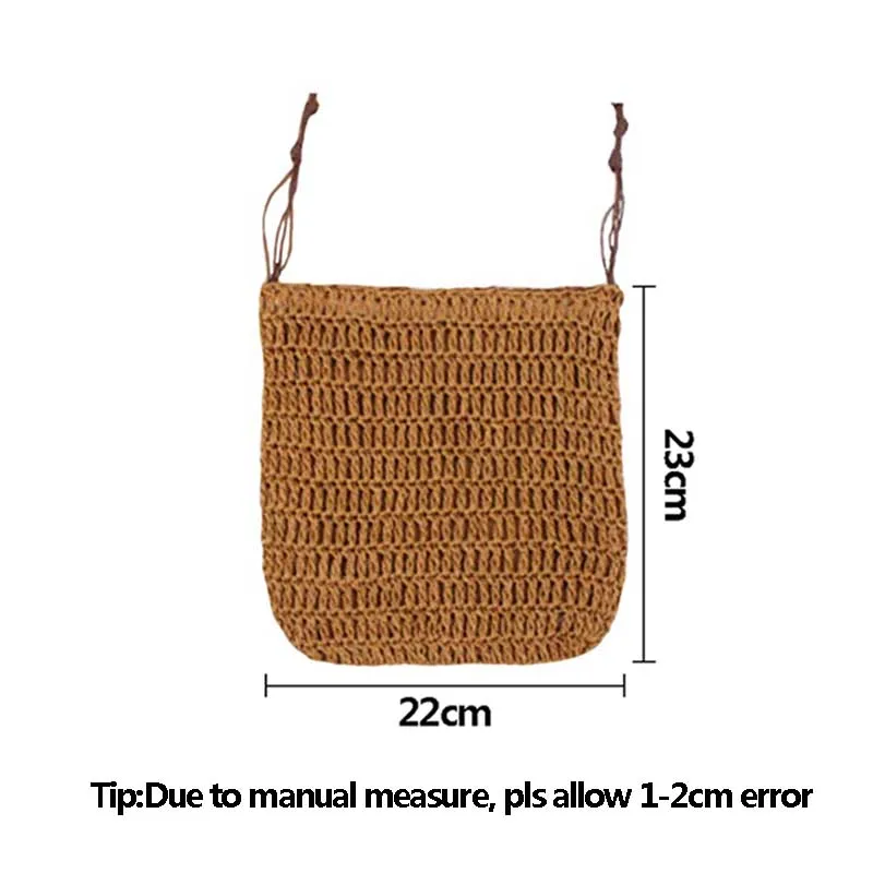 

Women Hollow Straw Bags INS Popular Female Summer Beach Handbag Fashion Lady Shoulder Bag Handmade Knitted Crossbody SS3223