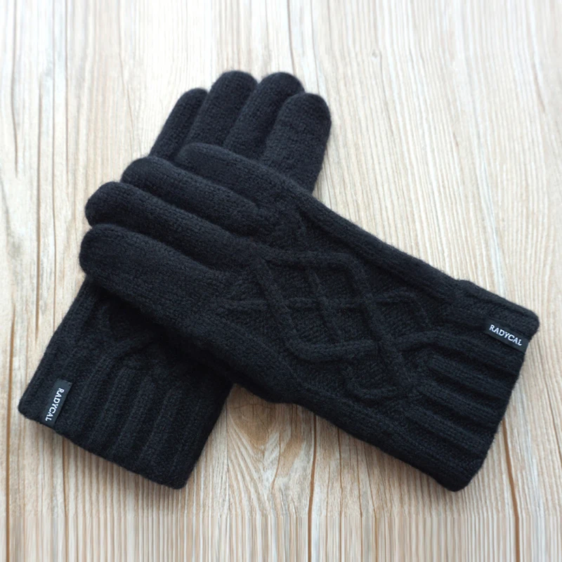 Высококачественные толстые мужские перчатки, мужские зимние теплые варежки из 100% шерсти с открытыми пальцами, вязаные теплые мужские двухс... от AliExpress RU&CIS NEW
