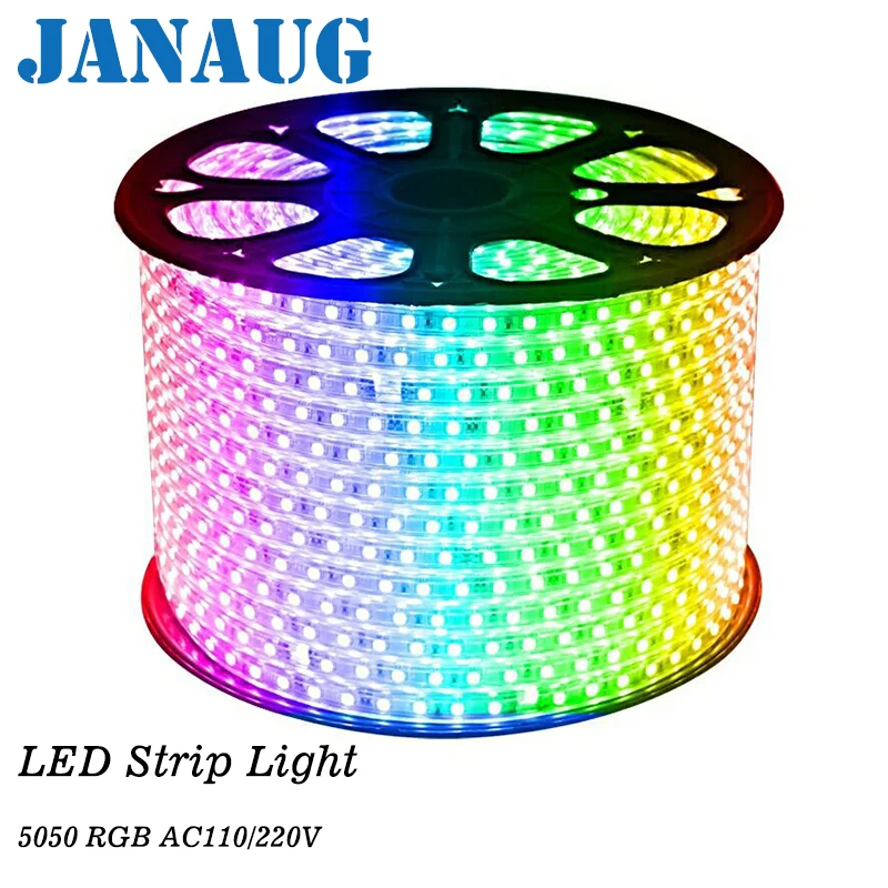 220 В Светодиодные ленты 5050 50 м 100 IP67 Водонепроницаемый RGB двойной Цвет веревки для