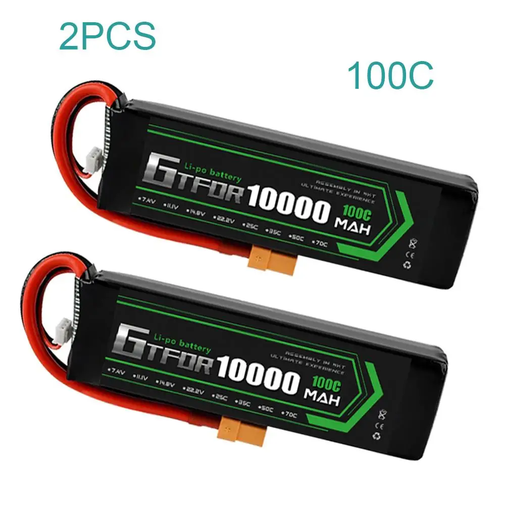 GTFDR lipo батарея 7 4 в 10000 мАч 2S 60C 80C 100C RC Deans XT60 для 1/8 1/10 автомобиля лодка вертолет