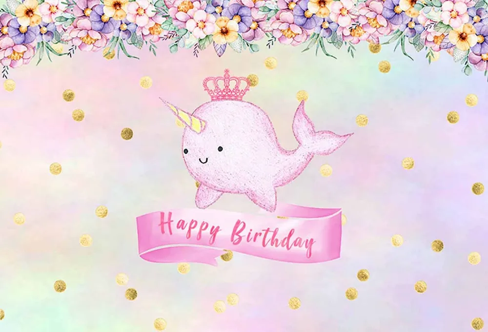 Sensfun пользовательские детские Душ фото фон милый розовый Нарвал цветы фотография