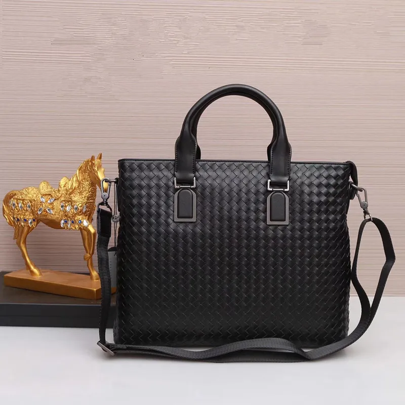Kaisiludi leather woven bag handbag cowhide  briefcase business casual computer bag trend