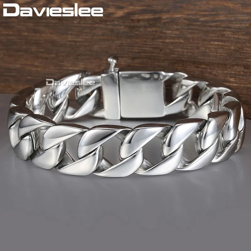Мужской браслет из нержавеющей стали Davieslee 15 мм 316L для мужчин золотой серебристый