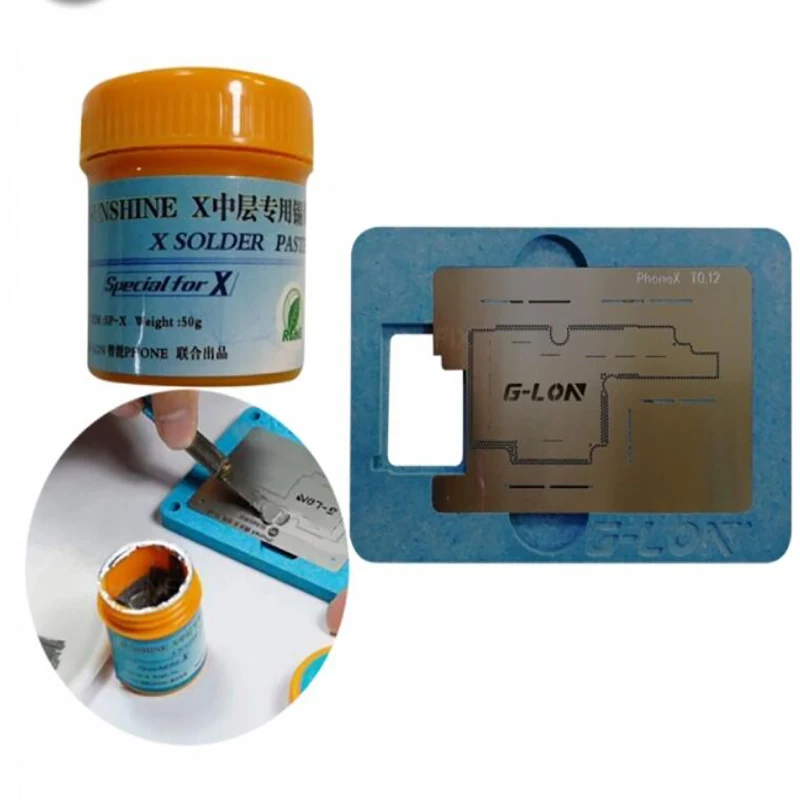 G-Lon IPhone X Middle Board BGA Reballing Stencil Set + Solder Paste | Инструменты
