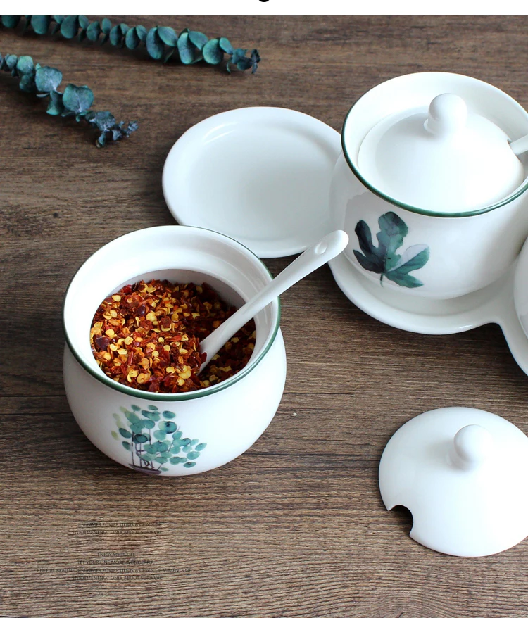 Сахарница с растениями 3 в 1 набор керамики для соли и специй баночки приправ