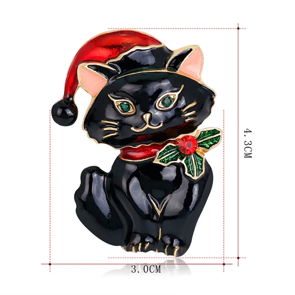 Женская винтажная эмалированная Рождественская брошка с милым котом Pin