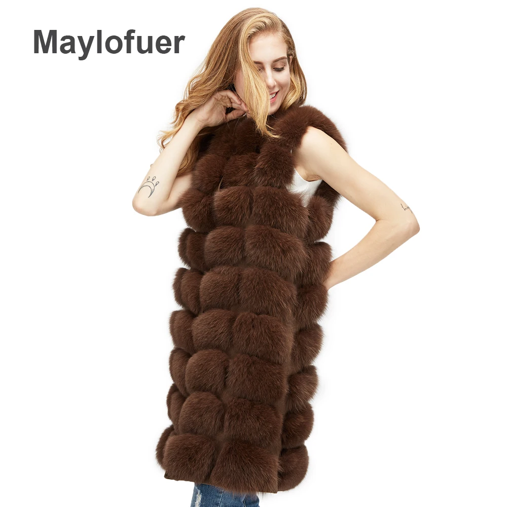 Maylofuer натуральным лисьим Меховой жилет женские с мехом натурального Меха