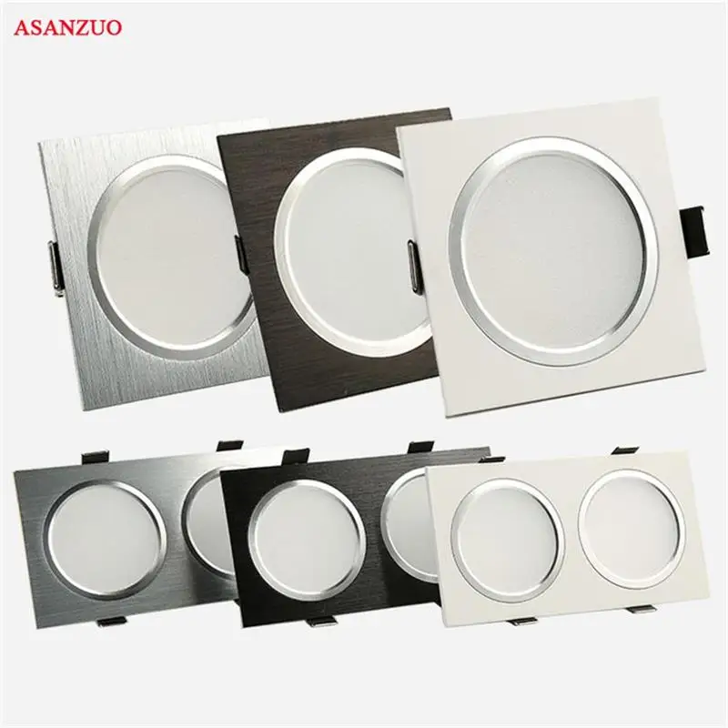 

LED Downlights 5W7W10W14W AC85-265V Square Silver Black White LED Ceiling Lamp Light for Kitchen Home Office Indoor Lighting